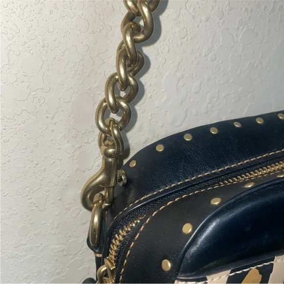 Coach Leopard Print Crossbody Bag - Black and Tan - Picture 6 of 12